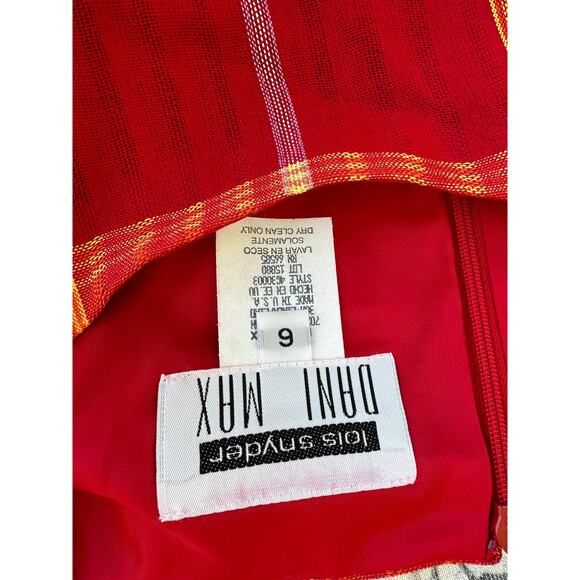 Dani Max 80s Red Orange Plaid Day Dress Size 6 - Picture 8 of 8